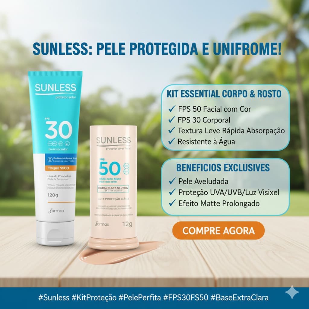 kit Protetor Solar Facial Bastão Extra Clara Neutra + Protetor Solar Corporal FPS 30 120g
