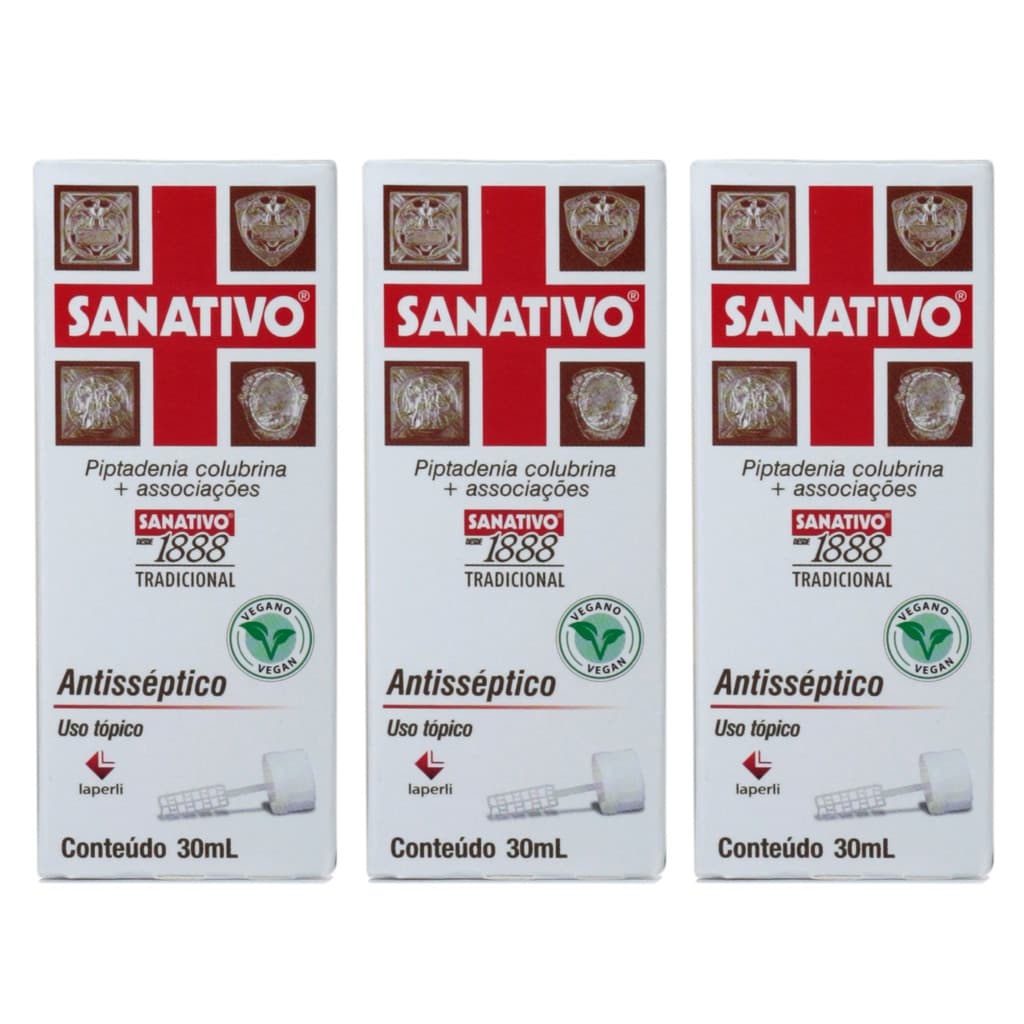 Kit 03 Uni Sanativo Tradicional 30ml - Antisséptico com Palheta, Aroeira, Angico, Proteção Natural.