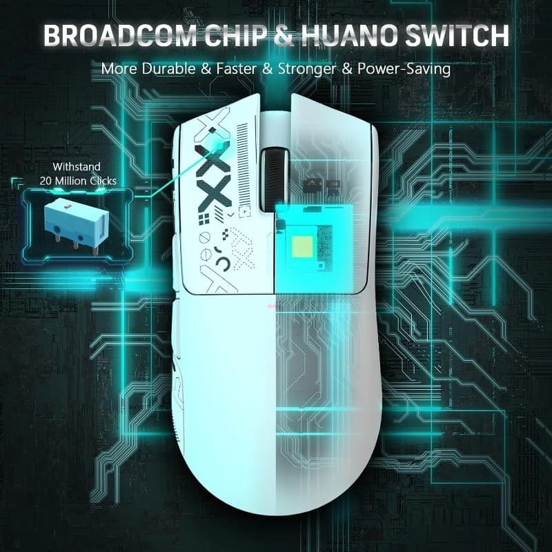 Mouse Gamer Sem Fio ATTACK SHARK X11 PAW3311, Tri-Modo 2.4GHz/Com Fio/Bluetooth, Dock de Carregamento Magnético por