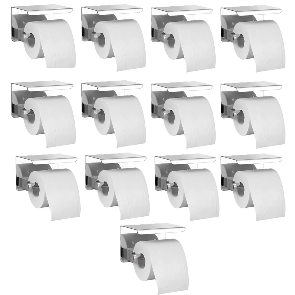 Suporte Papel Higienico Parede Kit 13 Uni Inox Banheiro Prateleira Apoio Celular Objeto Multiuso Parede Resistente