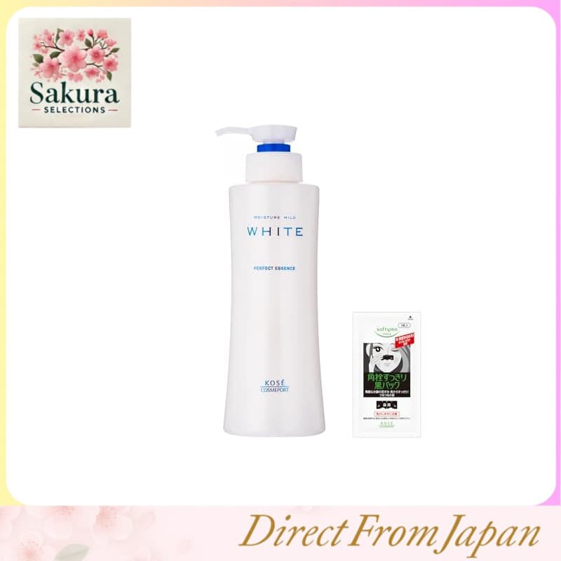 Linha de cuidados com a pele KOSE Moisture Mild White - Loção, essência, gel e creme clareadores com vitamina C de alta pureza, ácido hialurônico, colágeno e fórmula sem álcool. Produtos com propriedades quase medicinais.