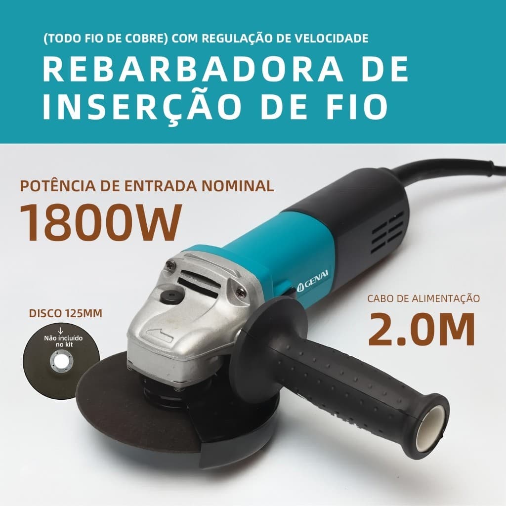 Esmerilhadeira Angular 1800W Lixadeira Genérica Serra elétrica Ferramentas elétricas 220V