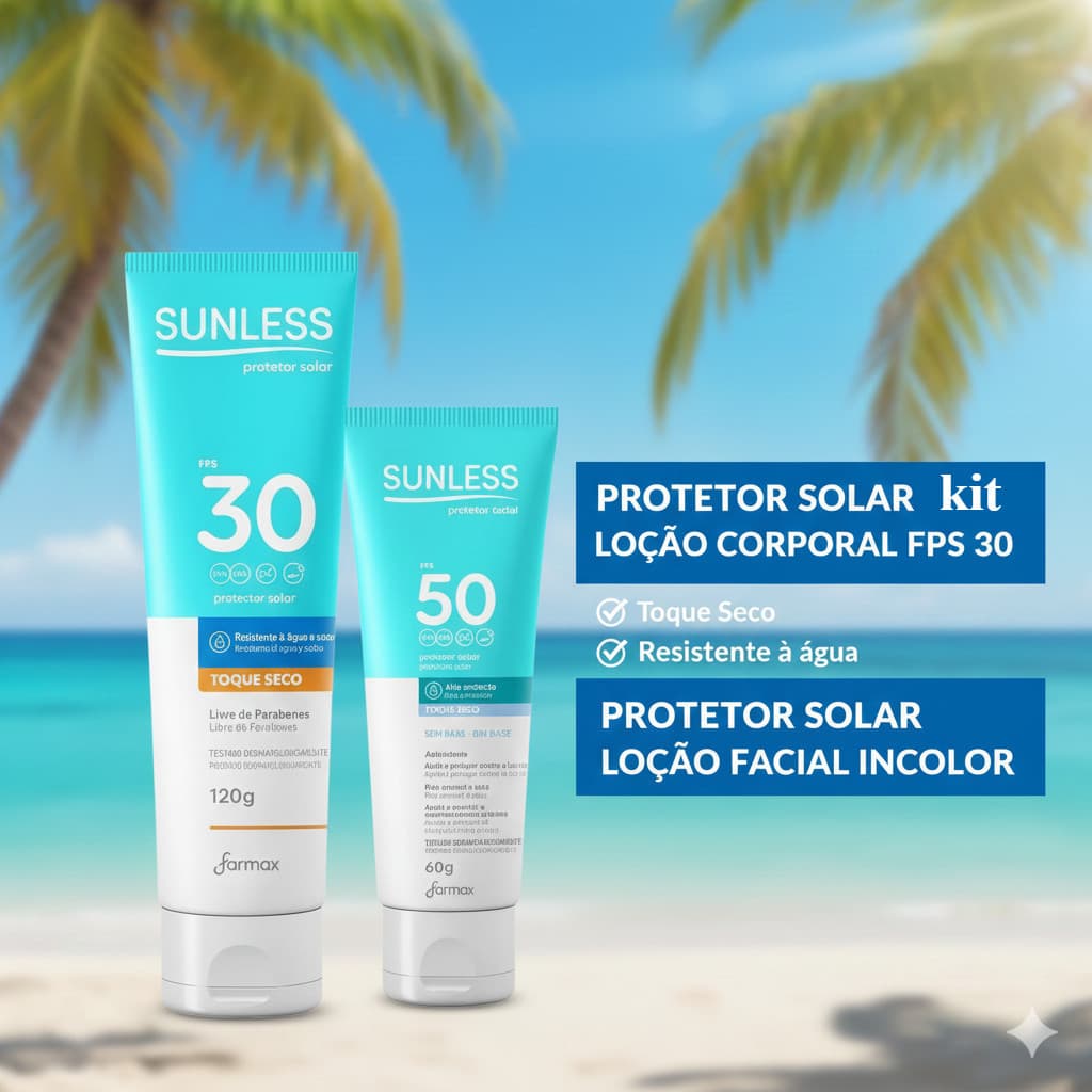 Kit Protetor Solar Corporal FPS 30 120g + Protetor Solar Facial FPS 50 60g Incolor