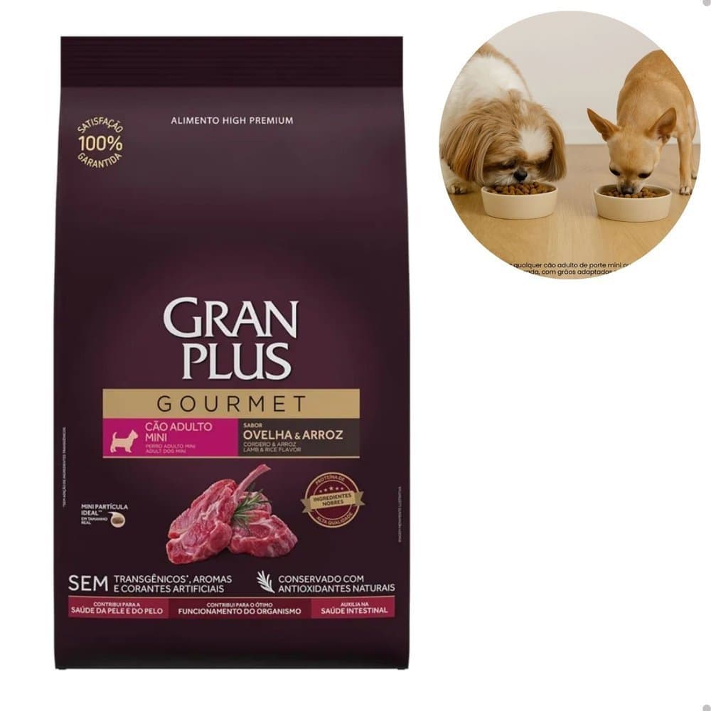 Ração GranPlus Gourmet Cães Adultos Mini Ovelha e Arroz  3kg