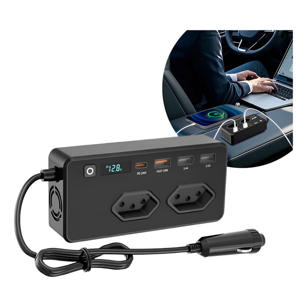 Inversor Para Carro 12v 127v Tomada Usb Carregamento Rapido
