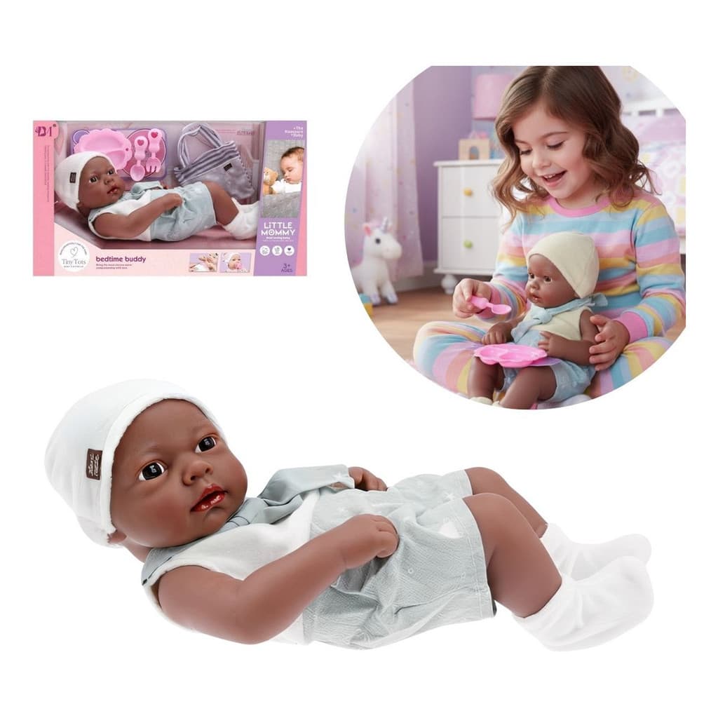Boneca Vinil Reborn 31cm Infantil Corpo Articulado Com Kit Lanchinho Ideal Para Brincadeiras de Alimentação e Cuidado