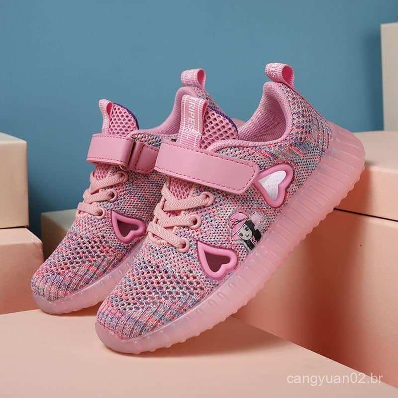 Sapatos para meninas, tênis estilo "dad shoes", novos tênis infantis de verão, tênis esportivos de malha respirável, tên