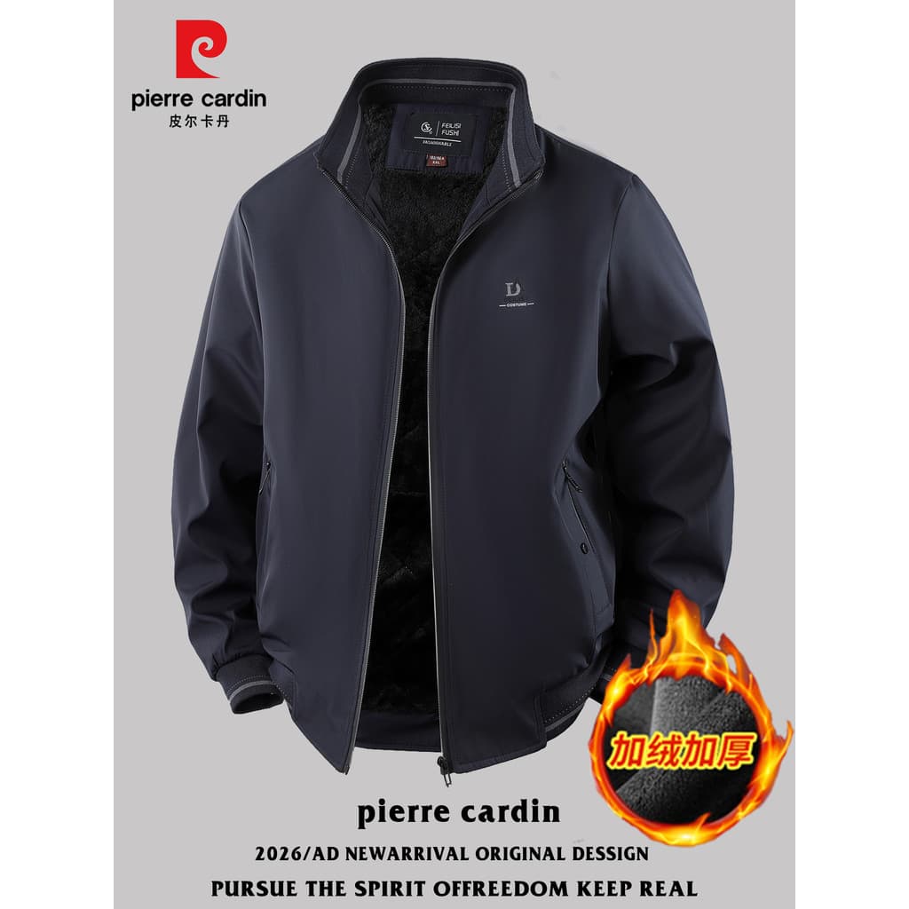 Pierre Cardan pai de meia-idade masculino outono inverno forro de lã jaqueta grossa Jinjiang jaqueta acolchoada jaqueta 