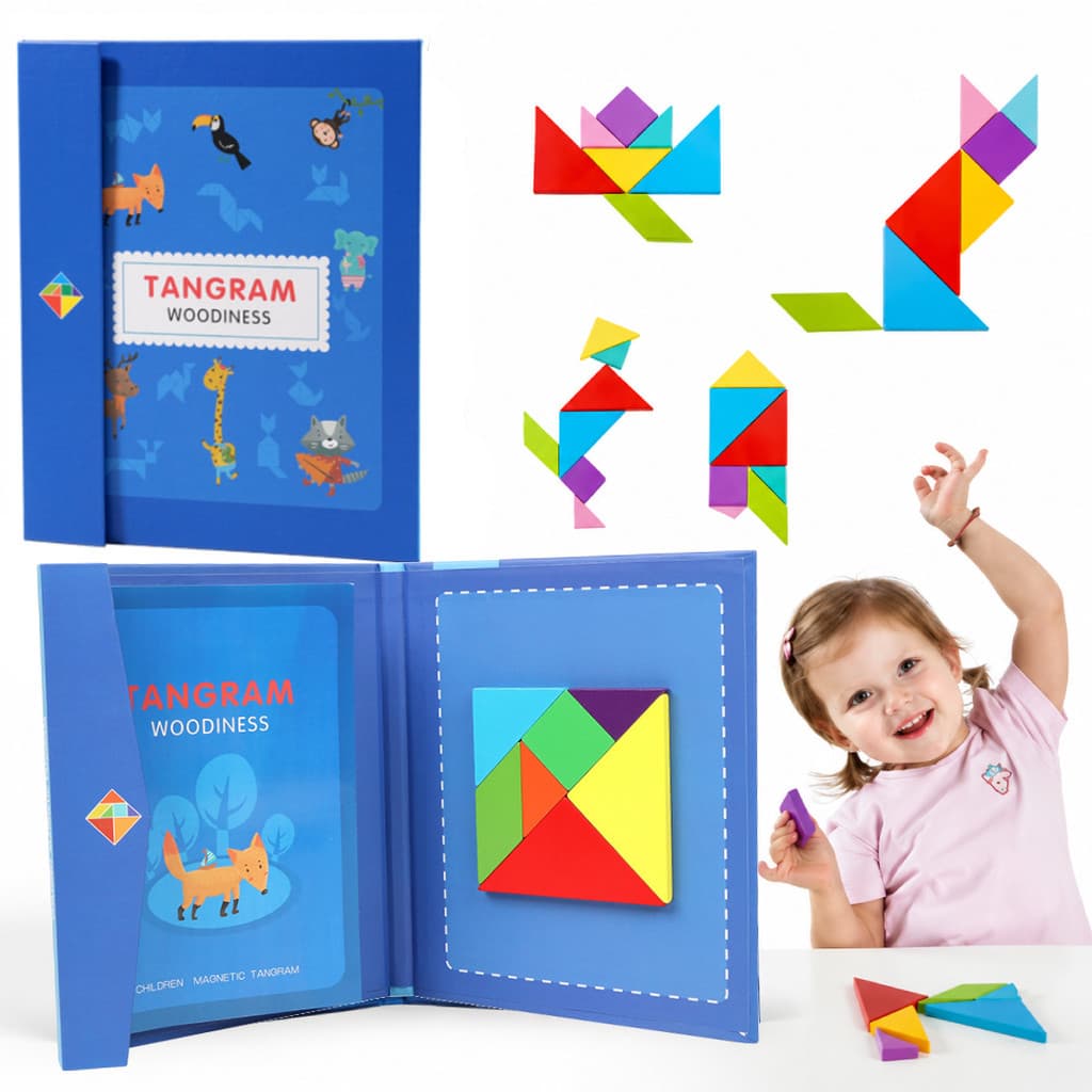 Tangram Magnético Infantil Montessori - Brinquedo Educativo de Raciocínio Lógico