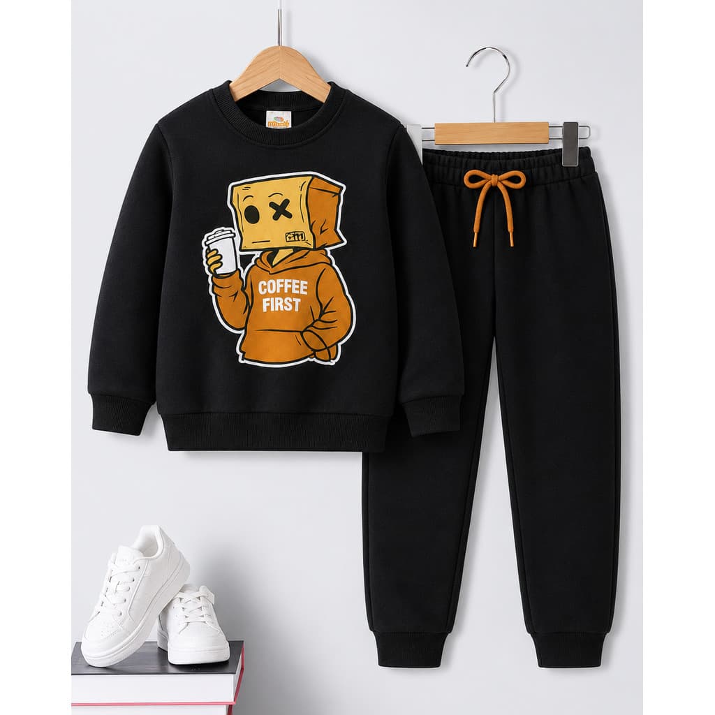 Conjunto Infantil Inverno Menino Moletom Coffe gola careca 2 ao 16 anos