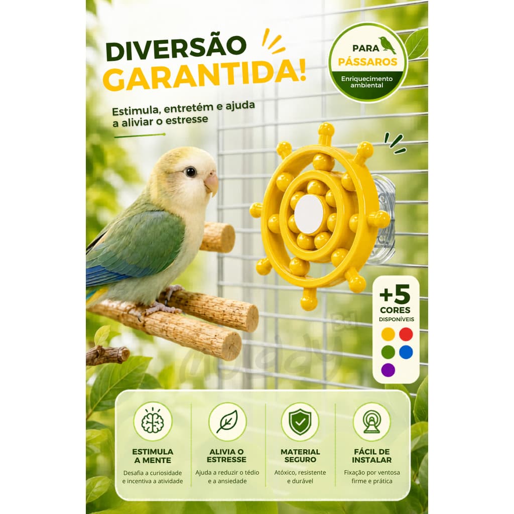 Disco Giratório Interativo – Brinquedo Educativo para Aves, Periquitos, Calopsitas e Agapornis