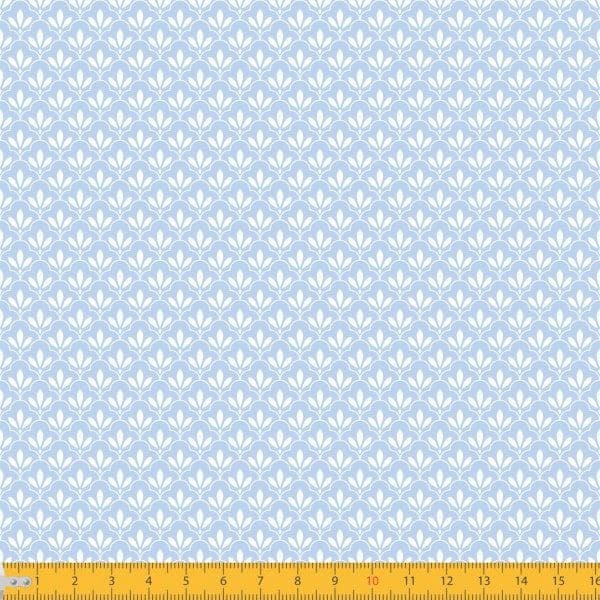 Tecido Tricoline Estampado Mini Floral Lírio Real Azul Costura Artesanato Patchwork Pano