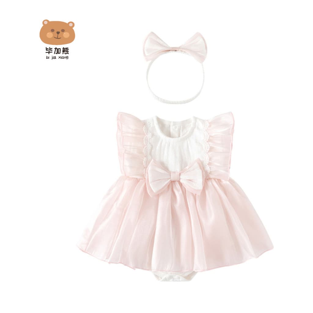 Roupas de bebê verão estilo fino bebê menina cem dias mês inteiro roupas vestido de princesa um ano de idade peido roupa