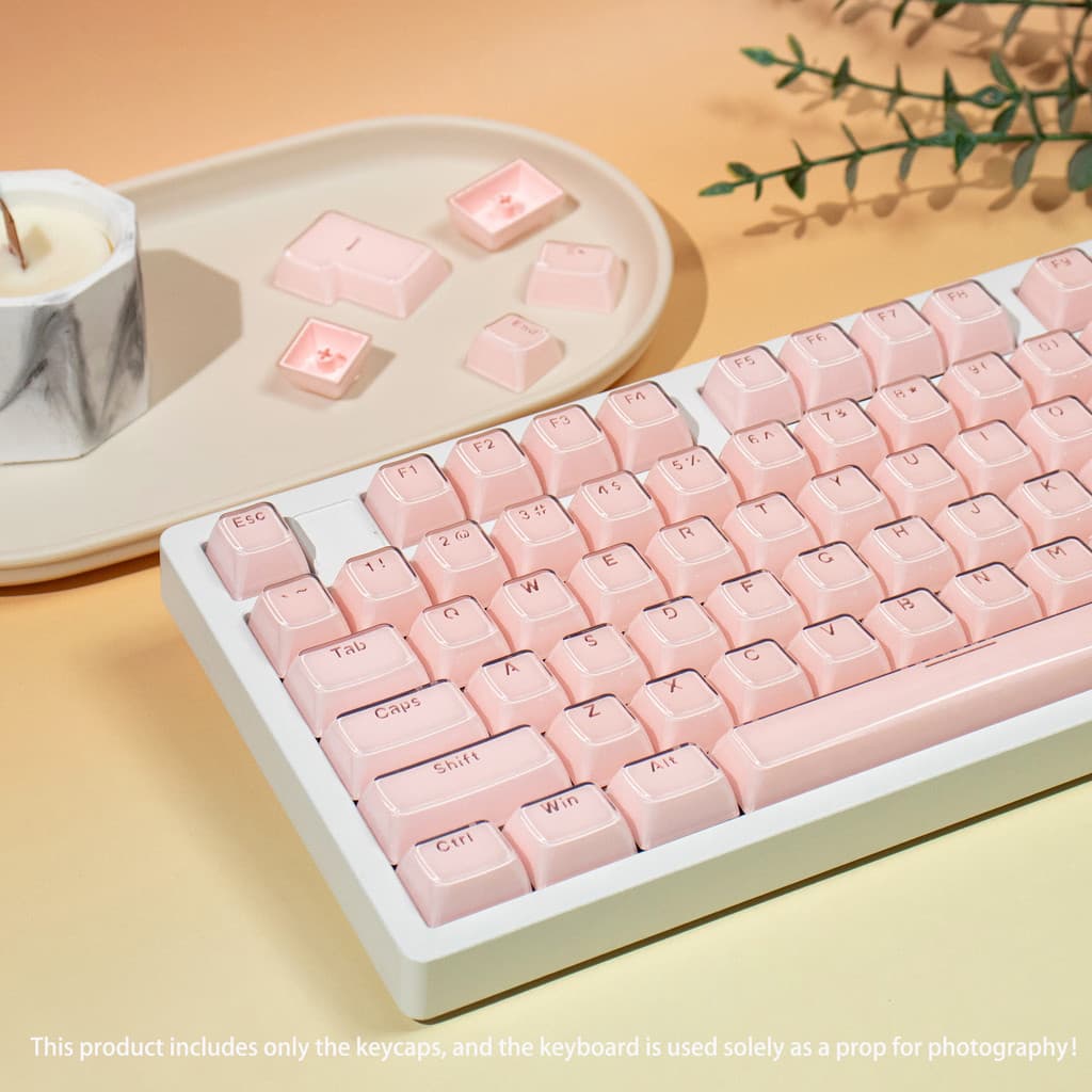 136 Teclas Gelatina Cristal PC Keycaps Rosa Translúcido Claro Impressão Superior Perfil ASA Para Teclado Mecânico