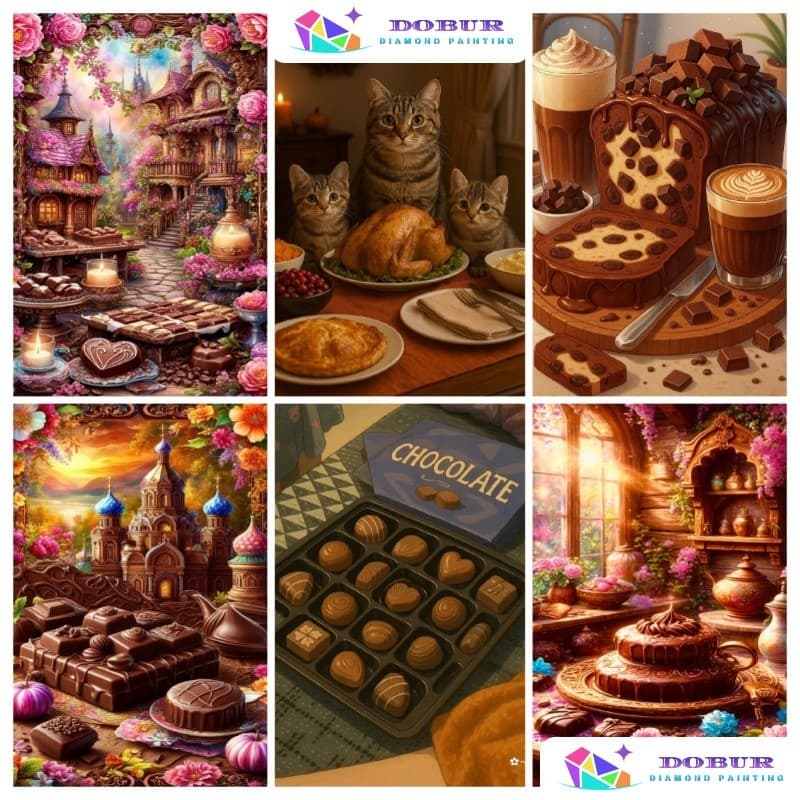 DOBUR | Conjunto De Pintura Diamante Gourmet Chocolate 5D DIY Rodada/Quadrado Full Broca Lona Com Número Artesanato Pres