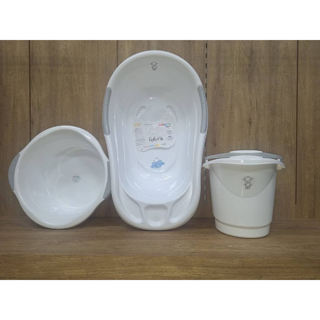 Kit Banheira De Bebê Fofura Adoleta 03 Peças Premium Branco