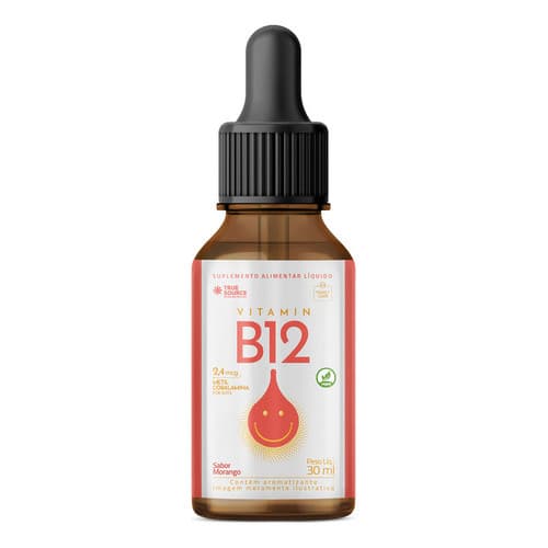 Vitamin B12 Líquido 30ml True Source Sabor Morango