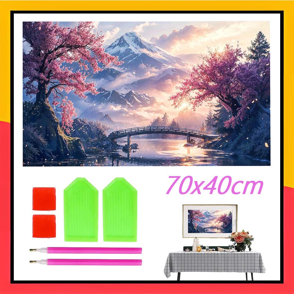 70x40cm Montanhas Pôr do Sol DIY Pintura Diamante 5d Conjunto de Pintura Diamante