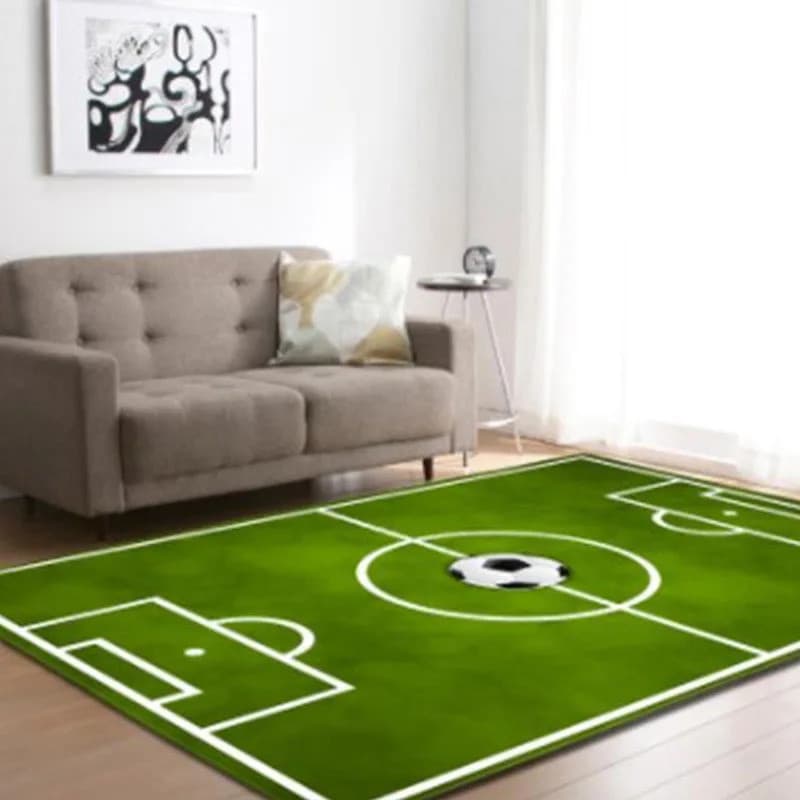 Tapete de Futebol em Flanela, Carpete de Campo de Futebol, Tapete Lavável Antiderrapante para Decoração de Sala de Estar
