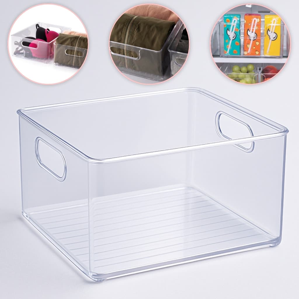 Organizador Acrílico 20x20 cm Multiuso Modular Gaveta Cozinha Geladeira Armário Bancada Transparente