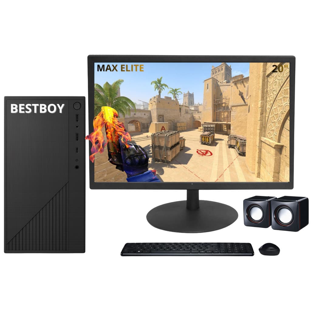 COMPUTADOR GAMER MAX ELITE BESTBOY INTEL CORE I5 8º 16GB RAM SSD 512GB RX 580 8GB 500W MONITOR 20 PRETO