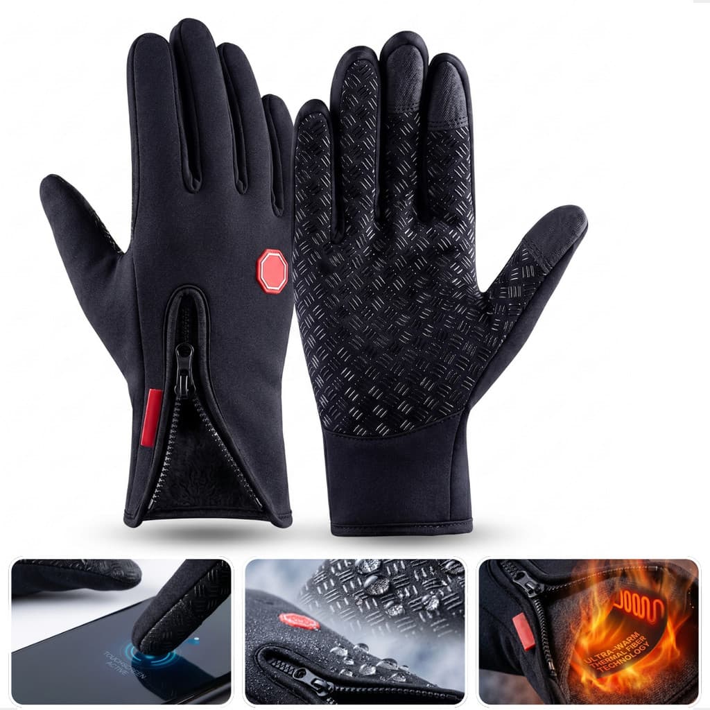 Luva Impermeável Moto Bike Térmica Touch Screen Antiderrapante Proteção Frio Chuva Inverno Unissex