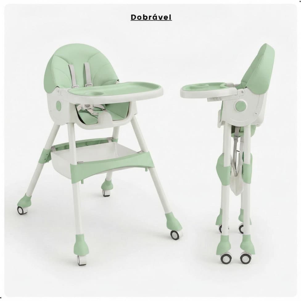 Cadeira de Alimentação Infantil Bebe Portatil Dobrável Com Rodinhas Zippy