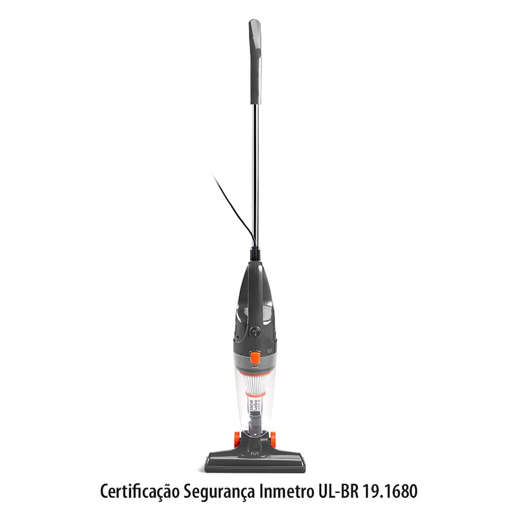 Aspirador Pó Vertical 2 Em 1 Turbo 1350W 1,3L Cyclone Cinza