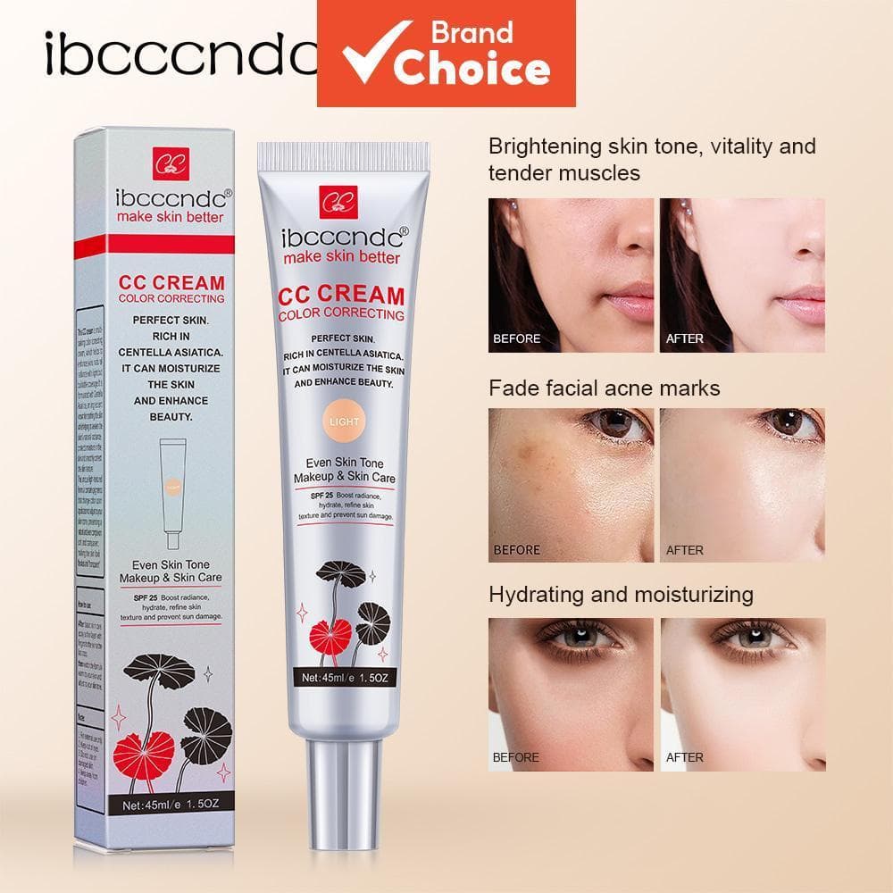  Corretivo CC Cream 45ml Facial Centella Asiatica Reparador BB Cream Corretivo Natural Clareador Base Líquida Cosméticos