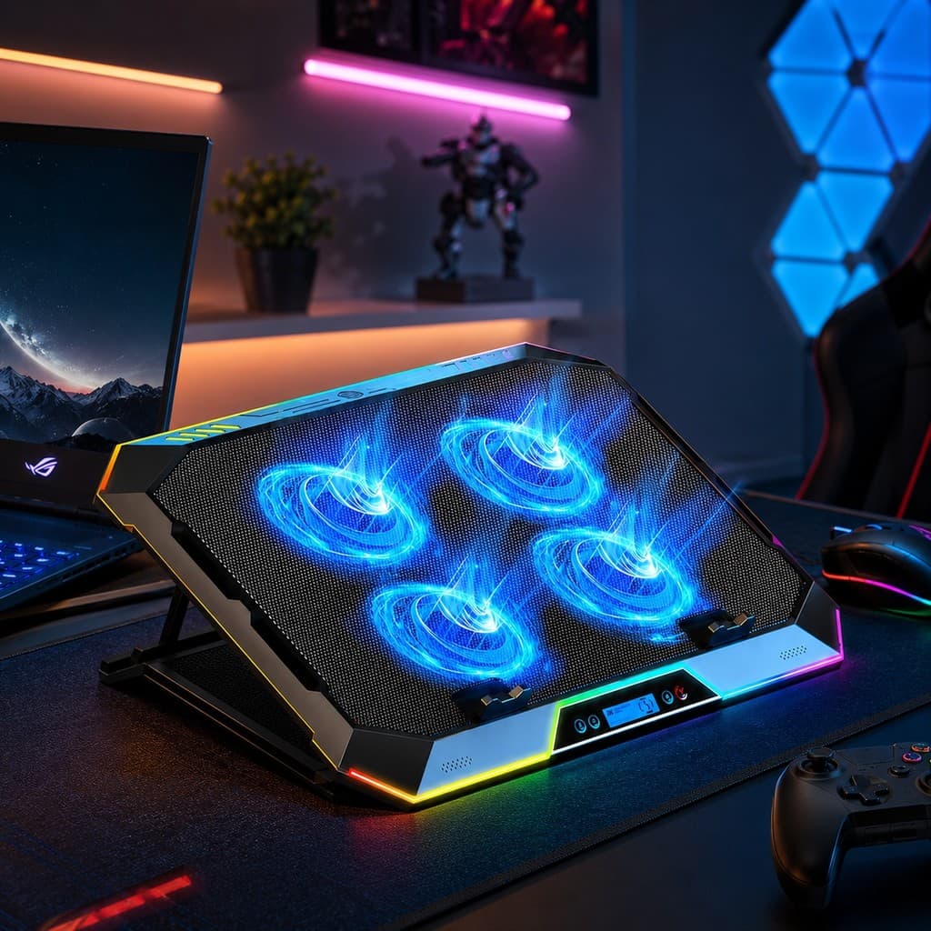 Base Cooler Notebook Gamer RGB 4 Fans Refrigeração Silenciosa Portátil DELTA-B3142