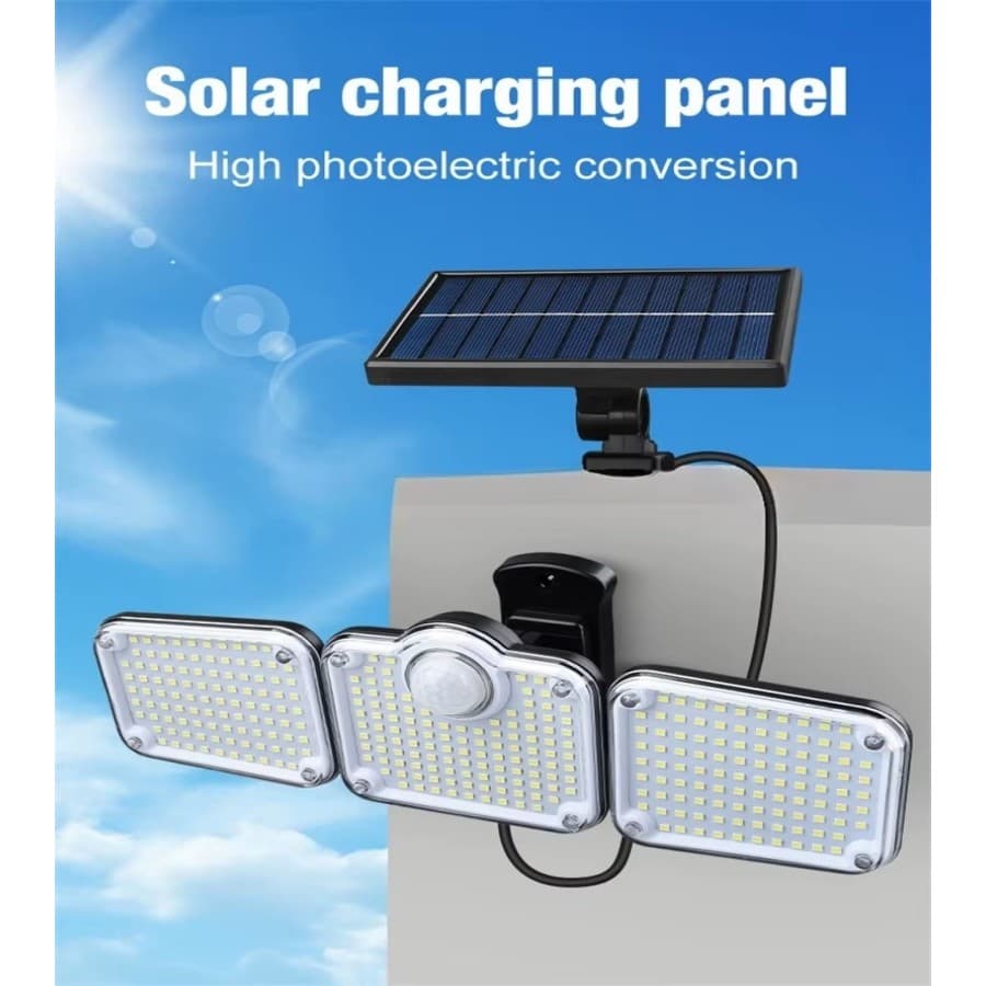 Qiu - Luminária Solar LED com Sensor de Movimento – 285mm, 182 LEDs Ângulo Ajustável à Prova d’Água