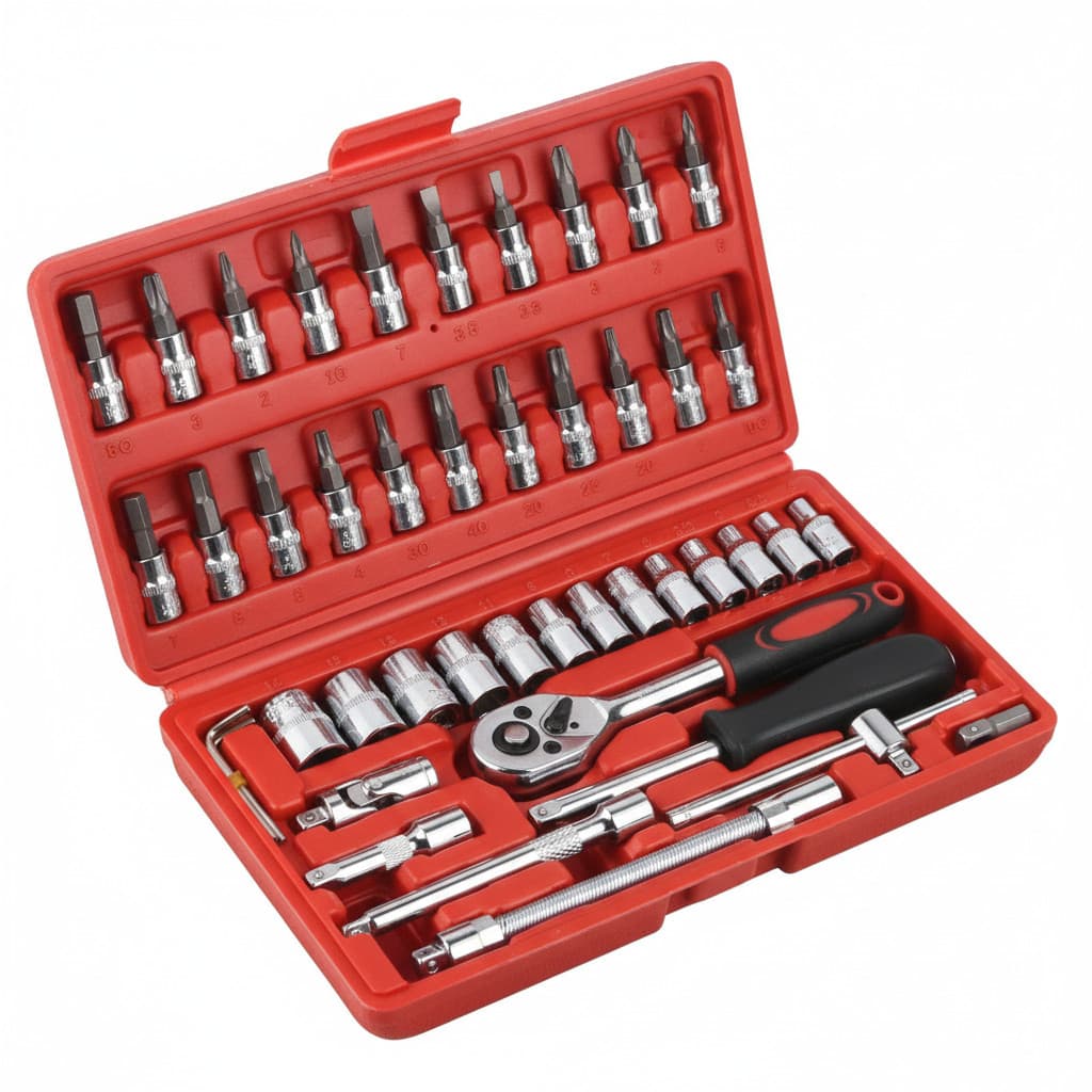 Kit Ferramentas 46 Peças Completo Portátil Para Casa, Carro e Moto Reparos Gerais
