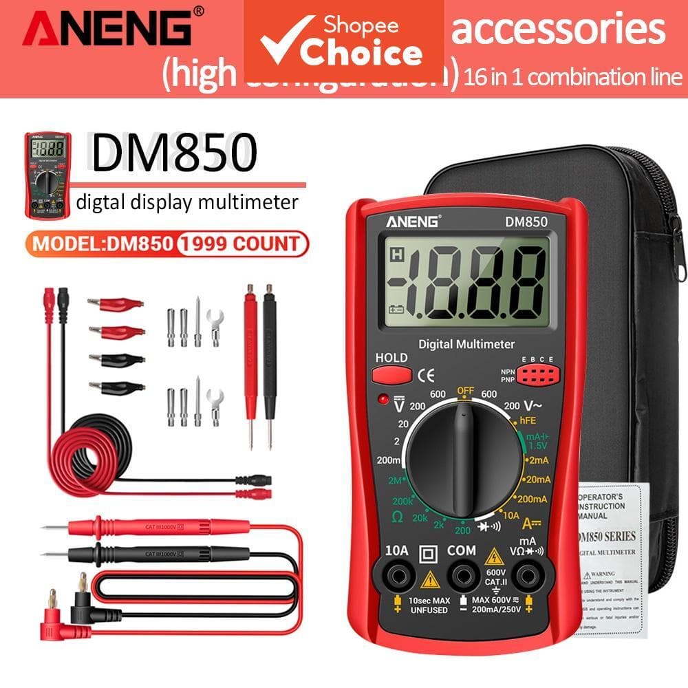 Um Conjunto ANENG DM850 1999 Conta Multímetro Digital Automático AC DC Tensão Corrente Ohm Testador Tamanho De Bolso