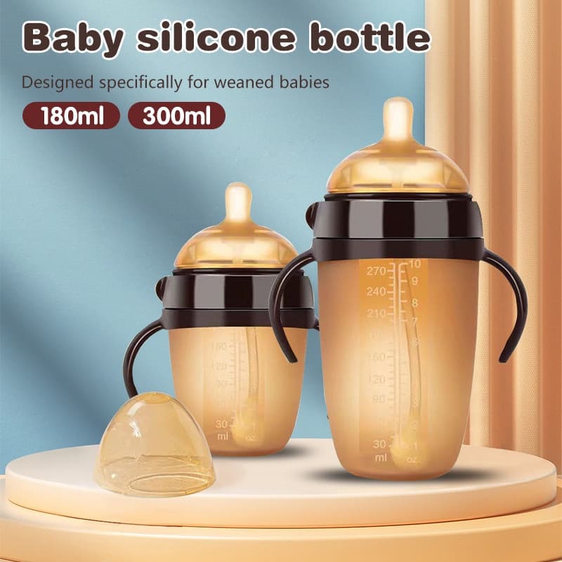 Mamadeira 180ml/300ml Silicone Anticólica Imita Peito Materno para Bebê Recém-Nascido Marrom