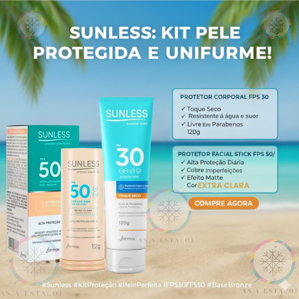 kit Protetor Solar Facial Bastão Extra Clara + Protetor Solar Corporal FPS 30 120g