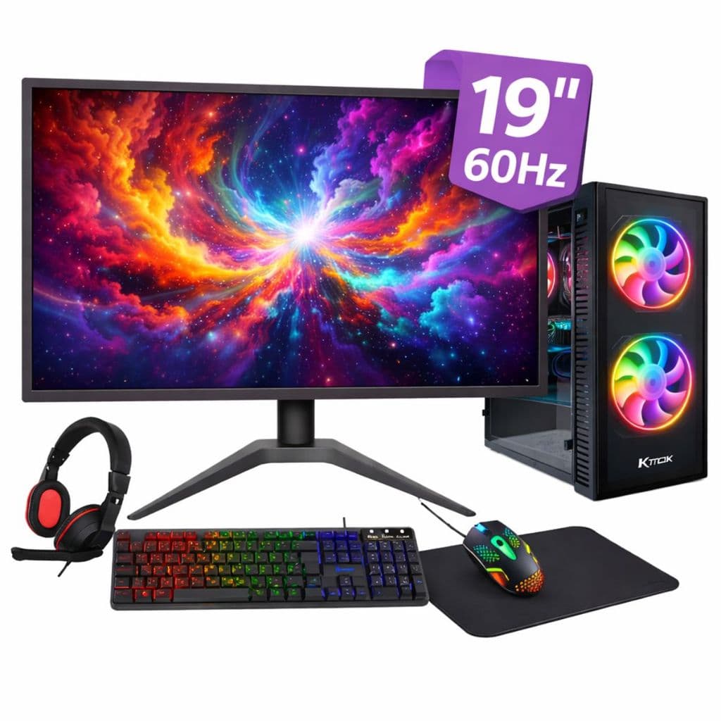 PC Gamer Completo R5 5600 GPU GT730 4GB SSD 256GB 16GB RAM Windows 11 + Kit Gamer + Monitor 19"