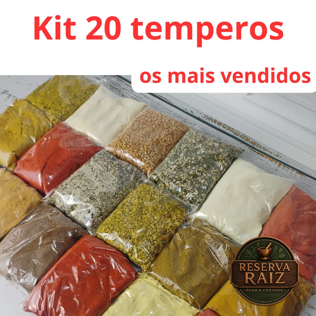 Kit c/ 20 unidades de Temperos e Condimentos Naturais em sachês Sem Conservantes para sua cozinha