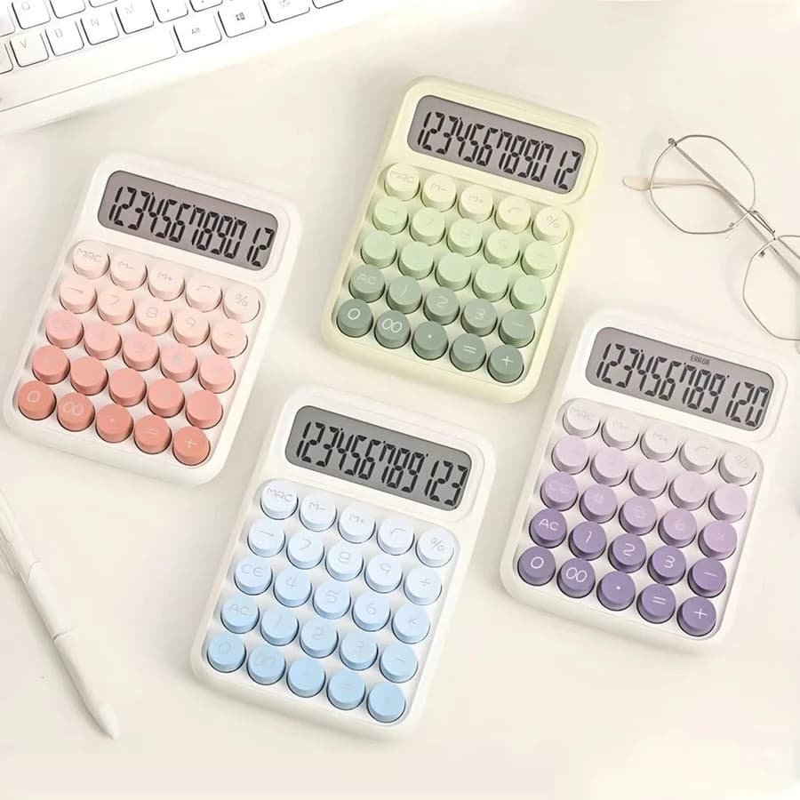 Calculadora Colorida 12 Dígitos com Teclado Mecânico p/ Escola e Escritório Cor gradiente, original