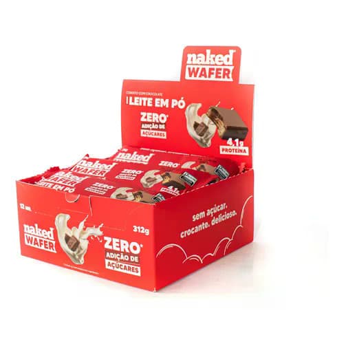 Naked Wafer Chocolate Ao Leite C/ Whey Protein Zero - Display 12unx26g