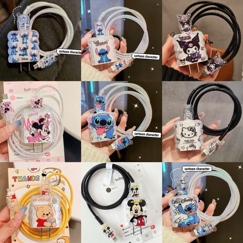 Novo Anime Dos Desenhos Animados Sttich Carregador Cabo Capa De Proteção Para iPhone 20w Carregamento Rápido Dados Enrol