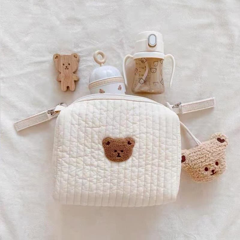 Estilo coreano urso carrinho de bebê saco multifuncional mamãe saco de armazenamento do bebê andando do bebê ferramenta 