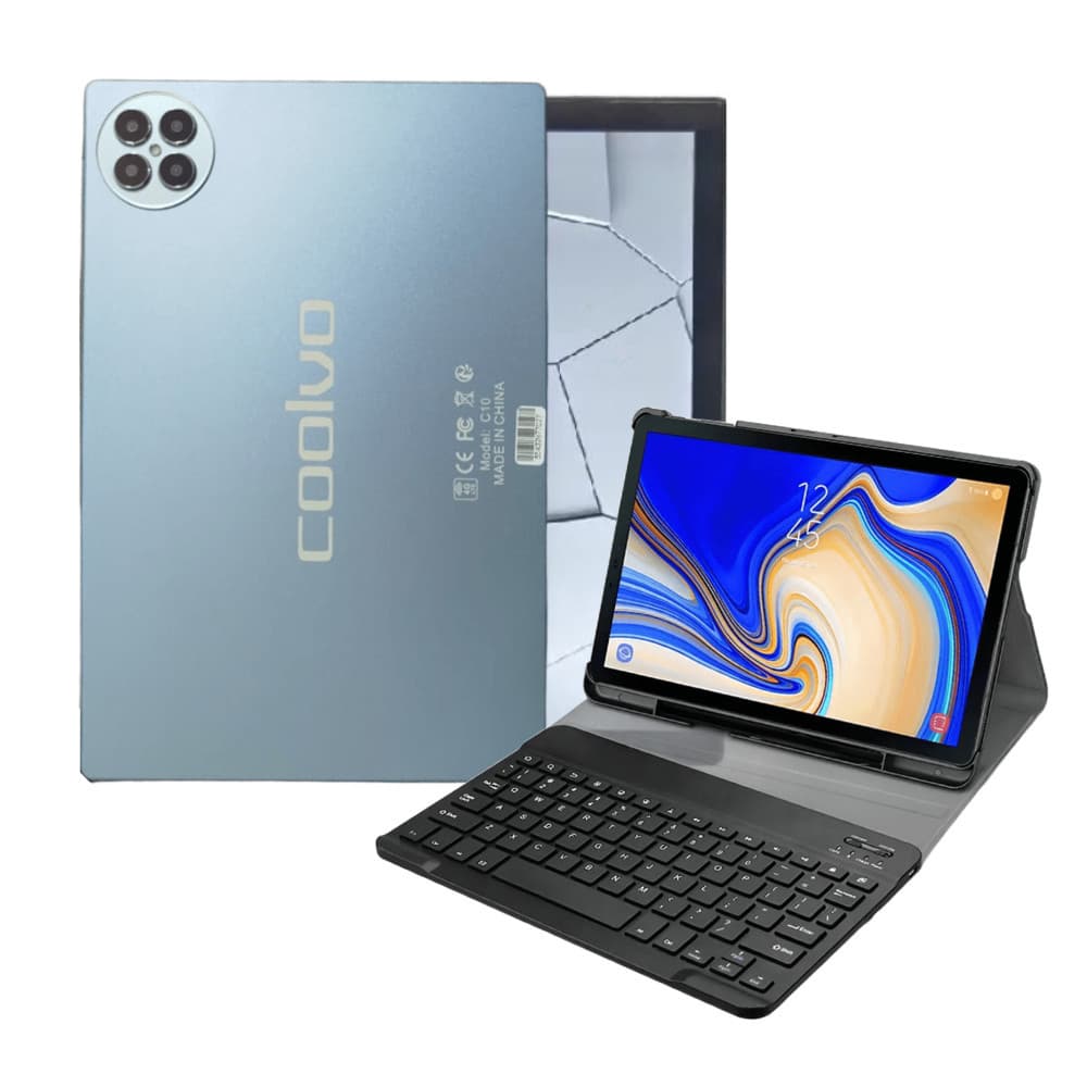 Tablet Android 10' Polegadas 256gb Memória 8gb Ram Wifi 5G Dual Chip Cor Azul + Teclado
