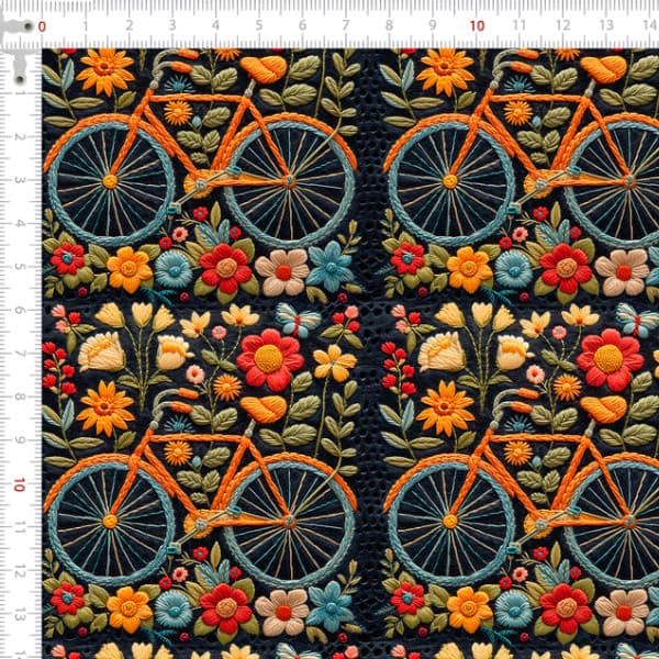 Tecido Tricoline Digital 3D Jardim sobre Pedais Patchwork Costura Ateliê Pano DIY Artesanato