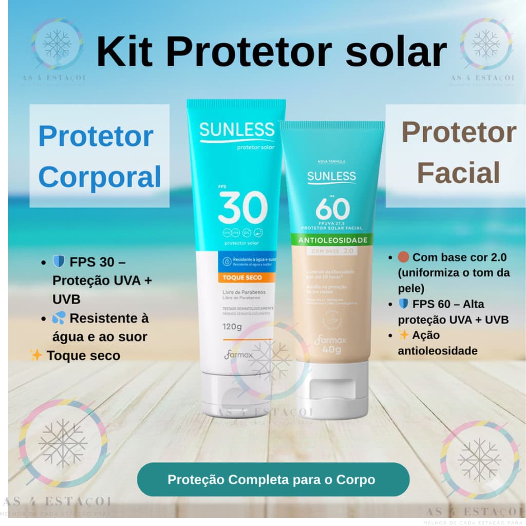 Kit Protetor Solar Facial 2.0 + Protetor Solar FPS 30 De 120g