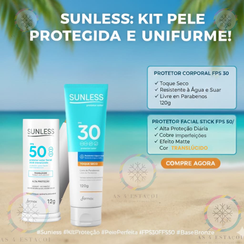 kit Protetor Solar Facial  Bastão Translúcido + Protetor Solar Corporal FPS 30 120g