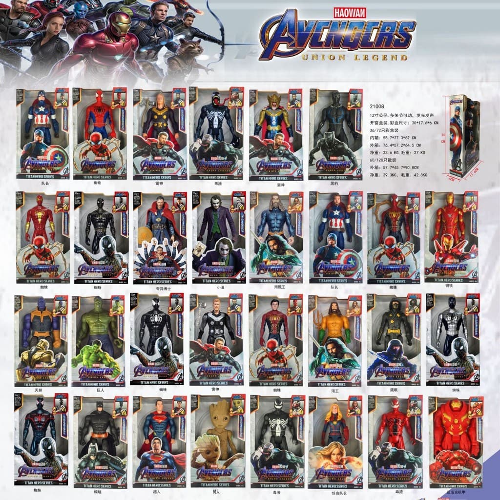 40cm Vingadores Homem-Aranha Thanos Superman Hulk Boneca Articulada Voz Móvel com Luz