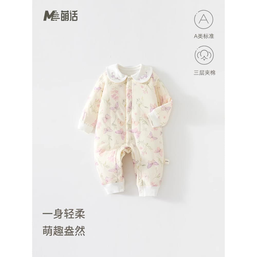 Bebê menina roupas de bebê outono inverno bebê acolchoado macacão 40g mais algodão engrossado macacão macacão