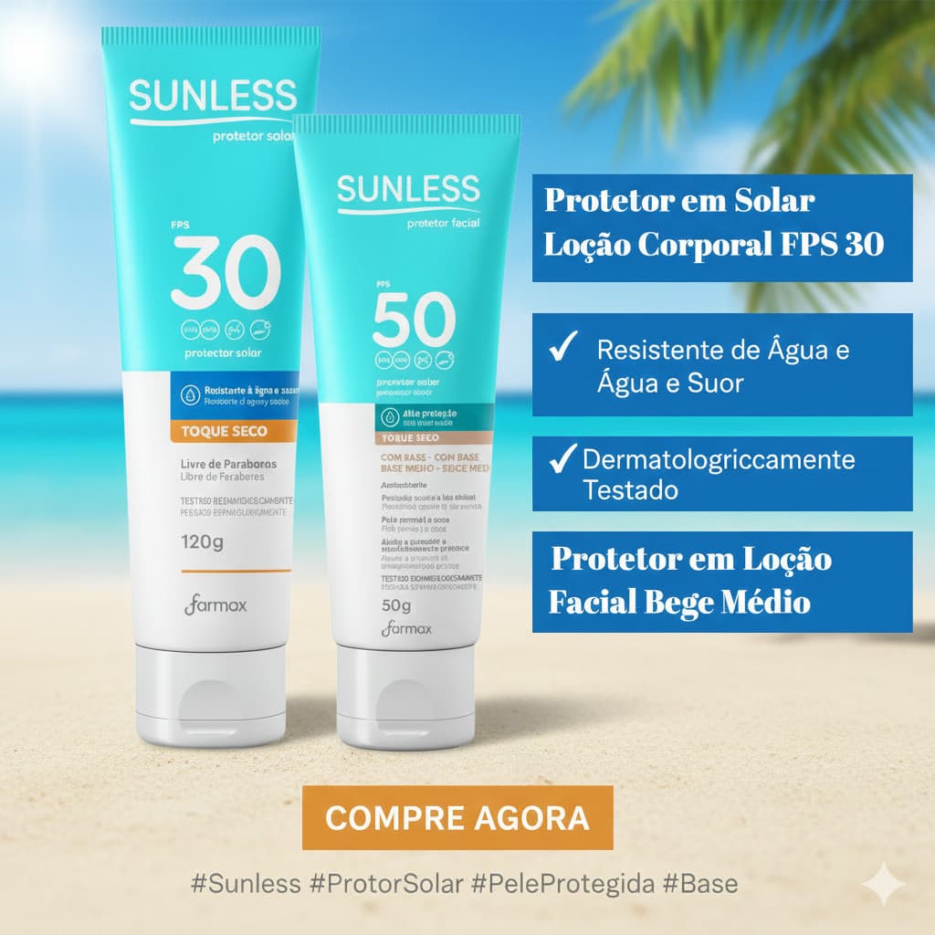 Kit Protetor Solar Corporal FPS 30 120g + Protetor Solar Facial FPS 50 60g Bege Medio