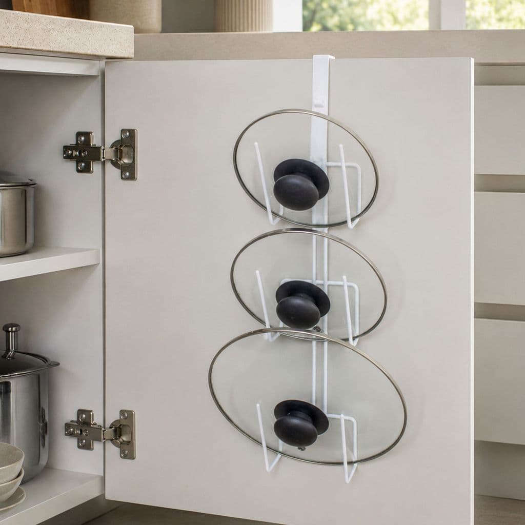 Porta Tampas de Panela Organizador Vertical para Armário Cozinha Multiuso