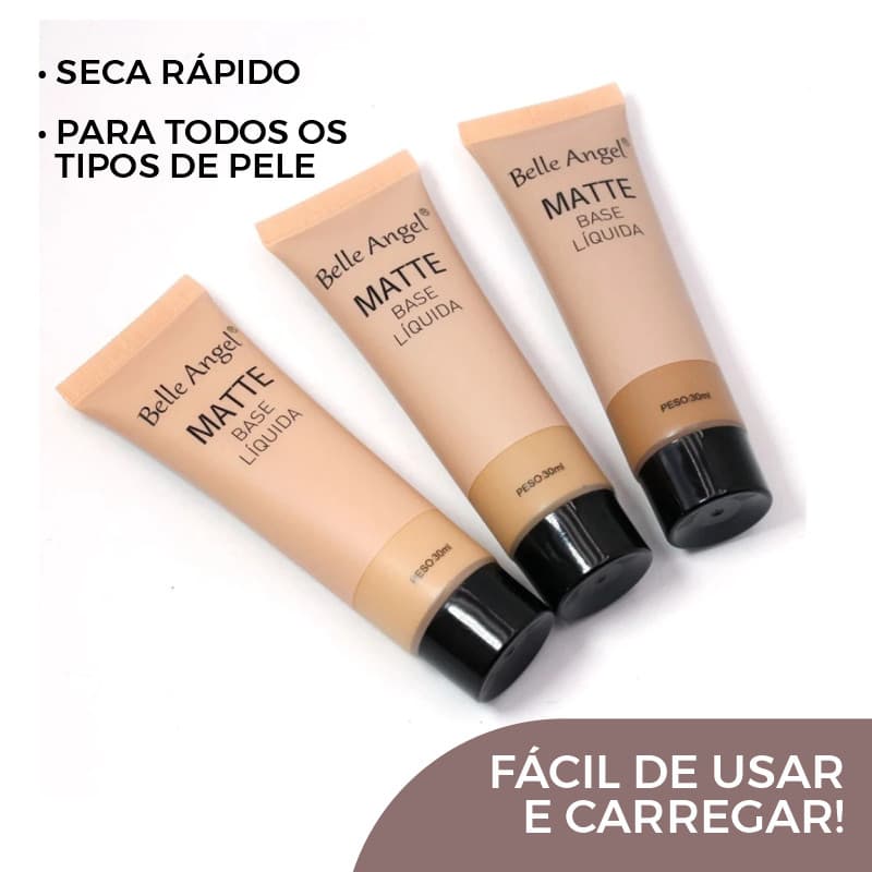 Belle Angel Base Líquida Matte 5 tons compacta dia a dia